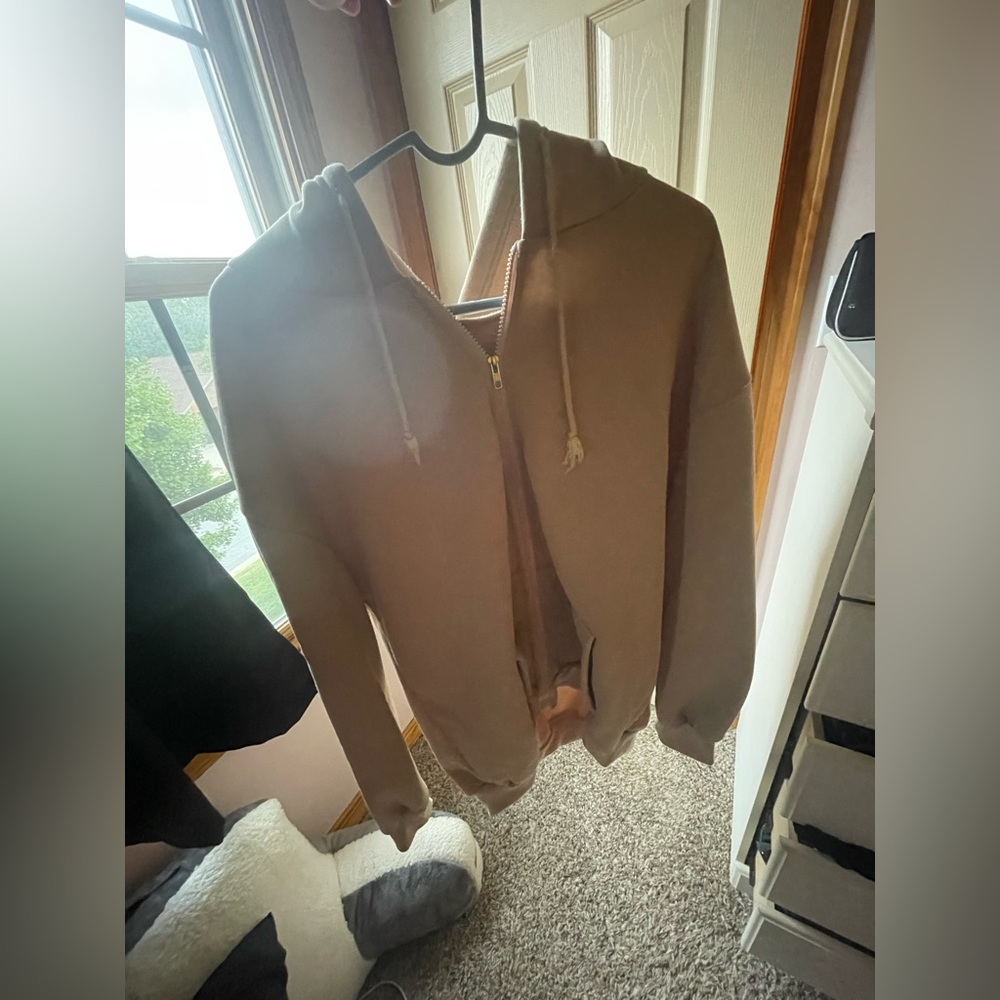 Beige zip up hoodie